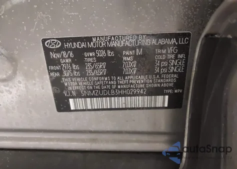 2017 Hyundai Santa Fe Sport 2.4L из США, поврежденный, VIN 5NMZUDLB3HH029942